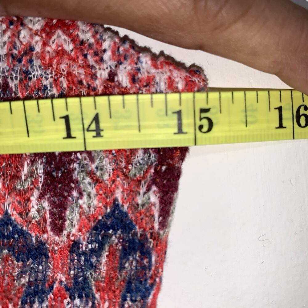 Miss Understood Vest Womens Large Red Blue Ikat Knit Open Front Sleeveless - Picture 3 of 8